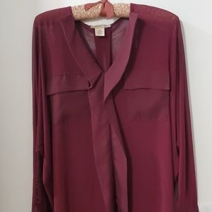 Burgundy see through blouse